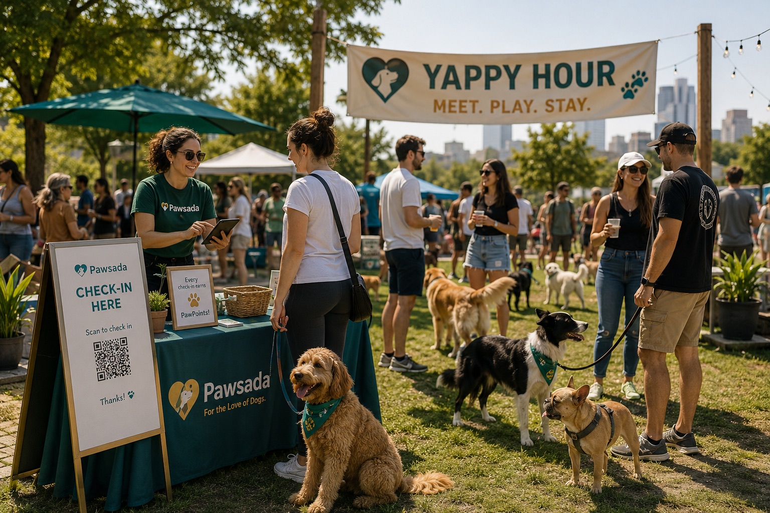 Dogs and their owners at a local event